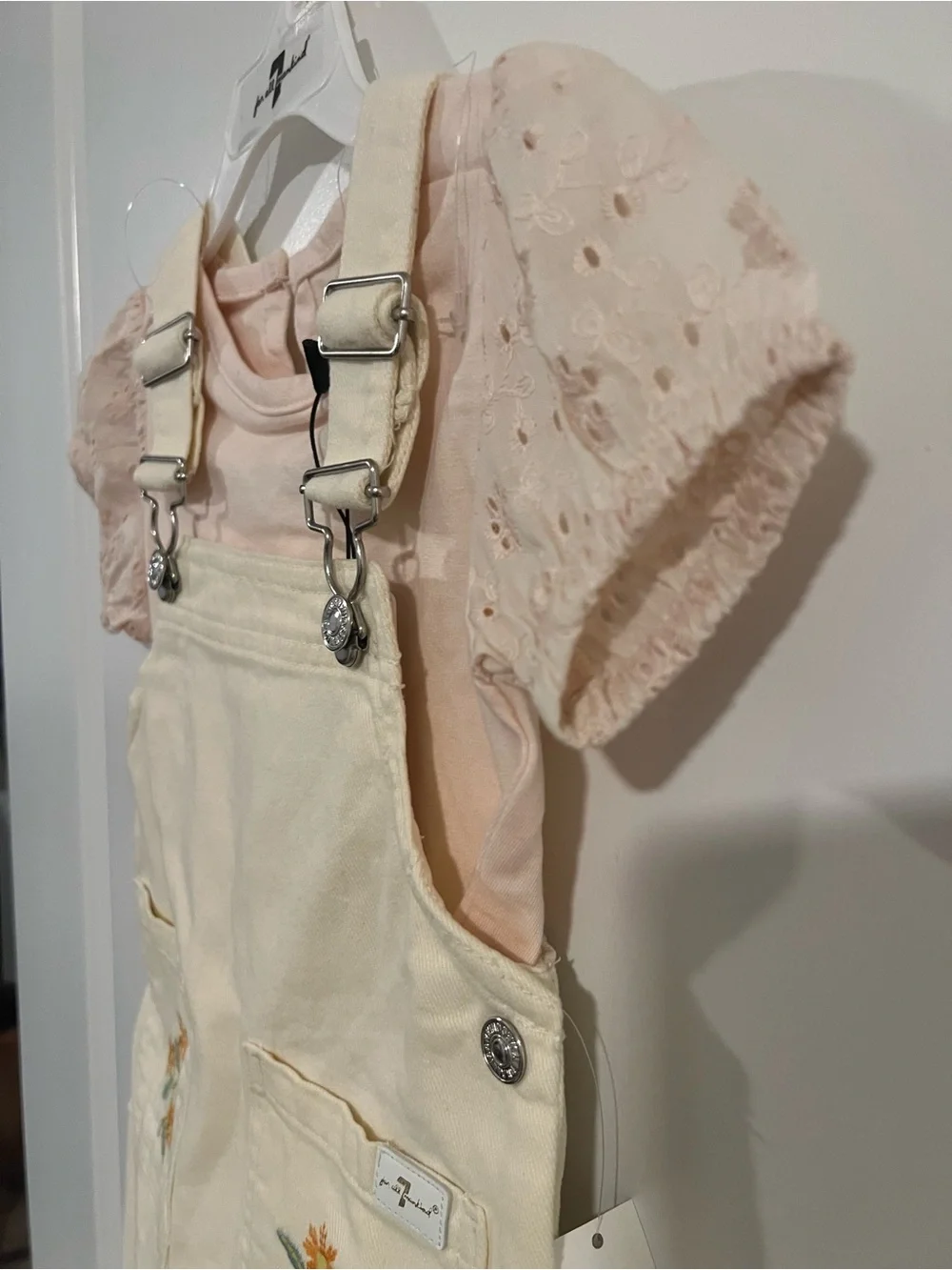 7 For All Mankind Eyelet Sleeve Bodysuit & Skirtall Set 2T